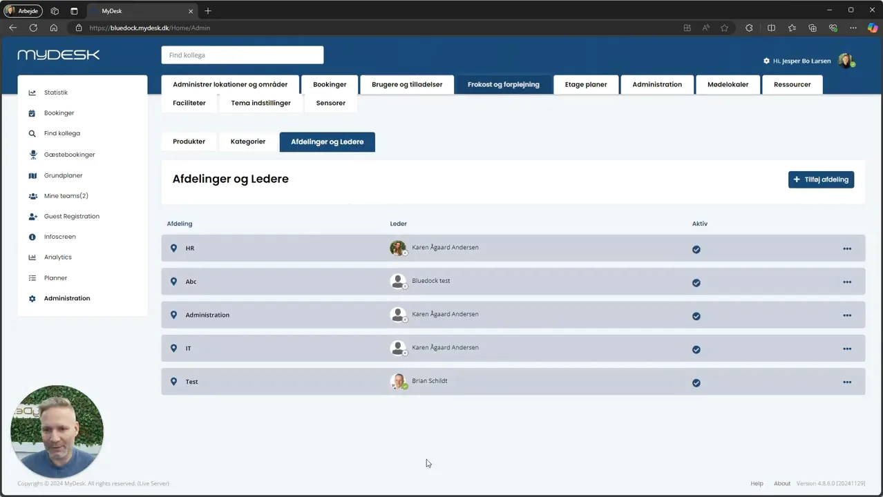 Afdeling toevoegen in MyDesk