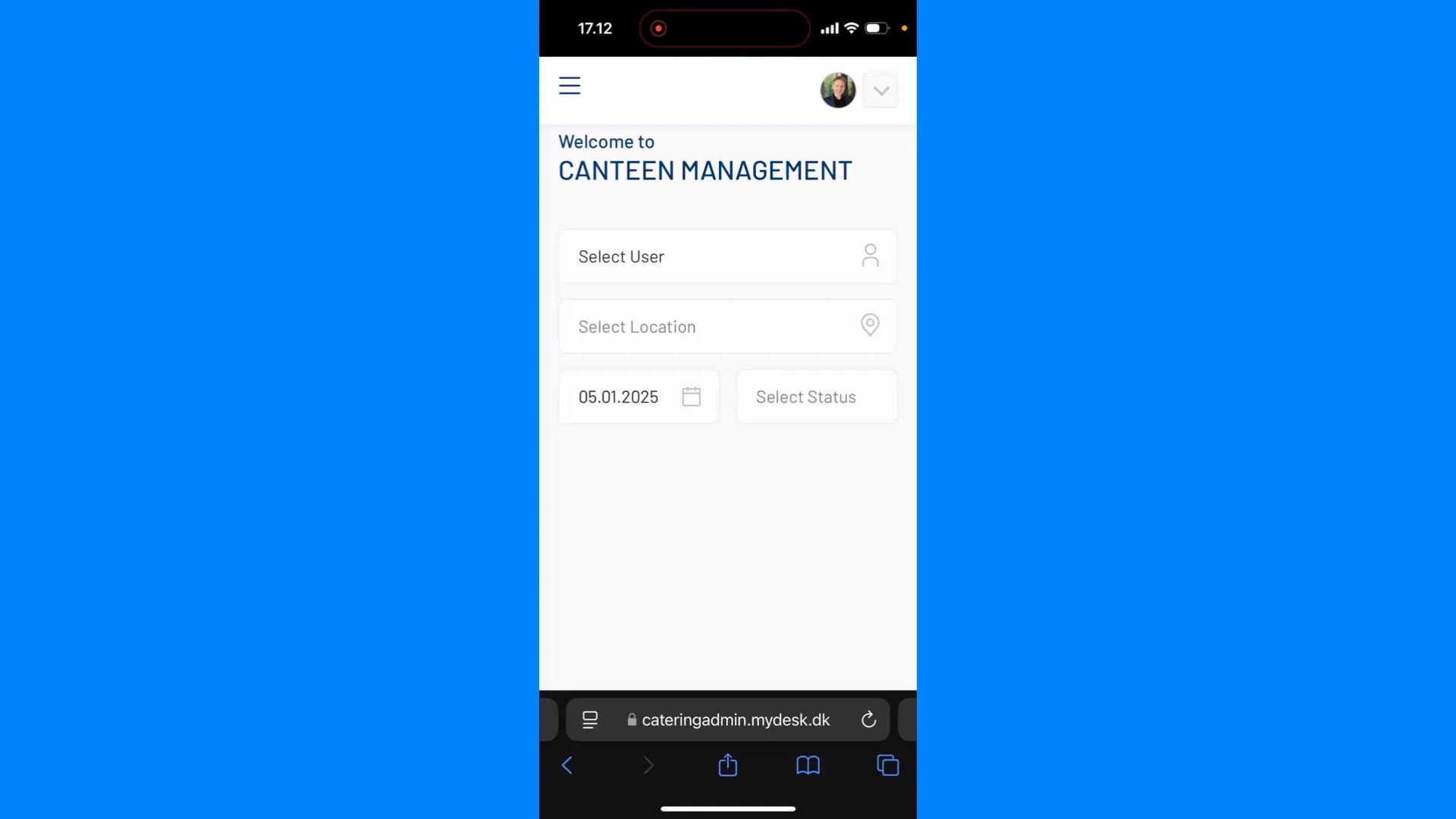 Log in op de MyDesk catering-app