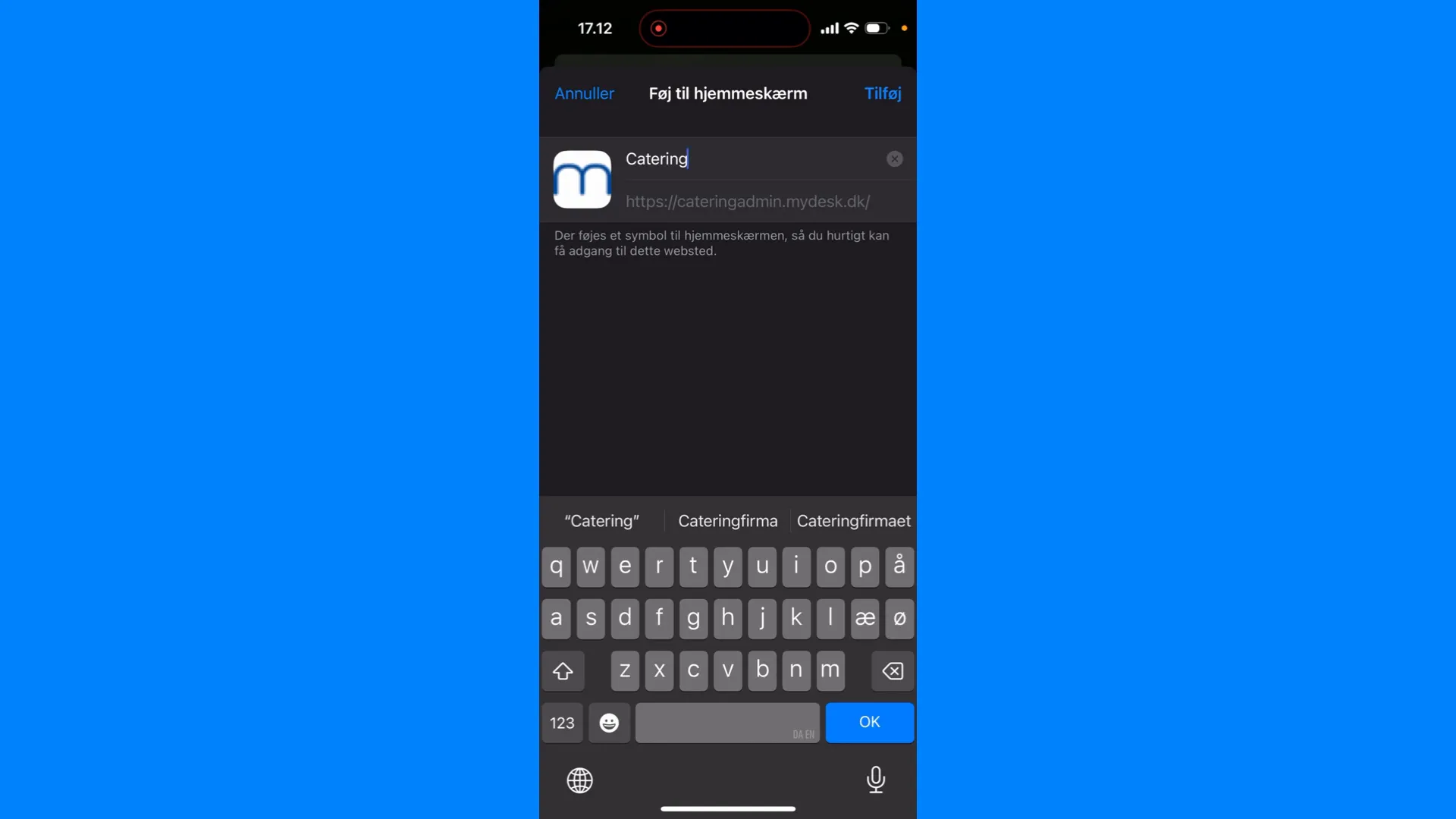 De app een naam geven