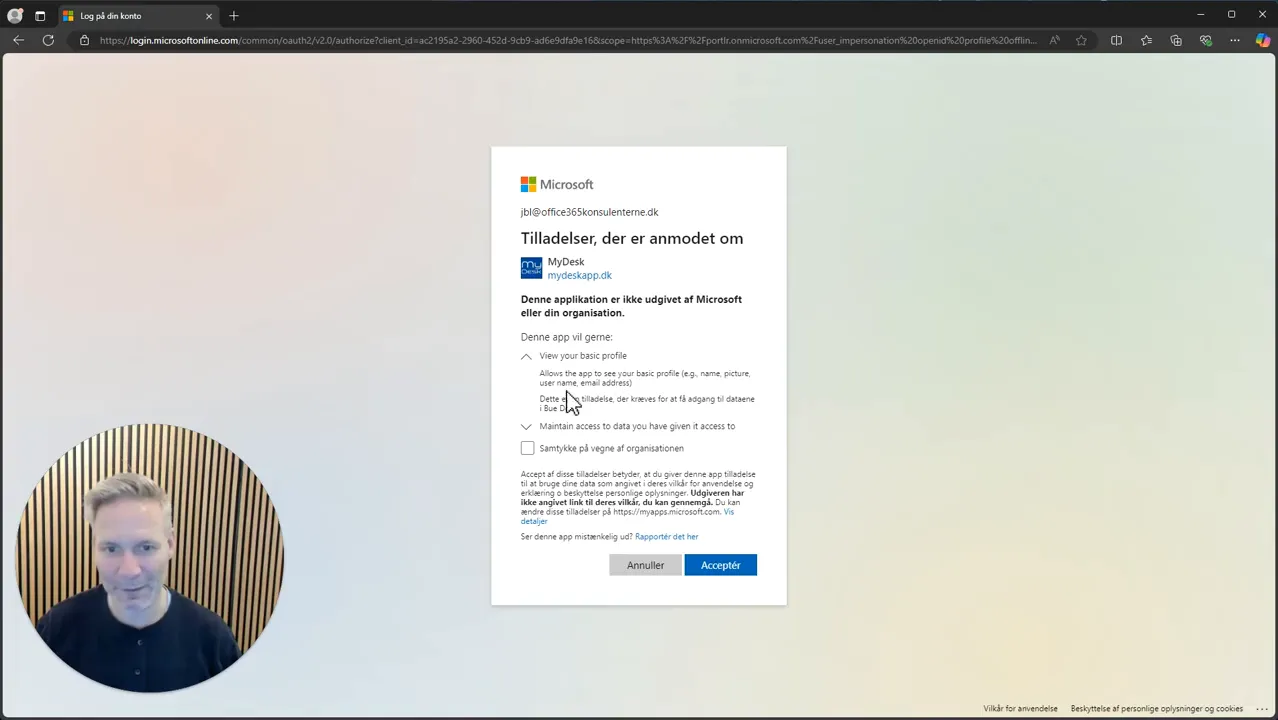 Eerste login en toestemming