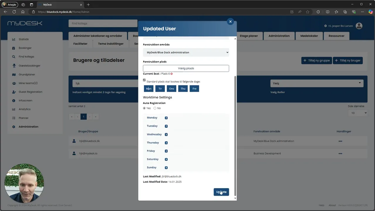 Opdater indstillinger