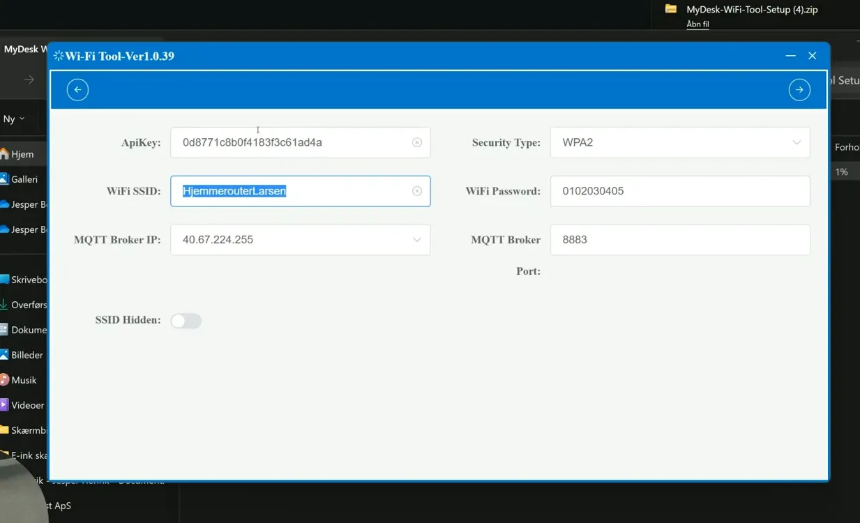 Enter the WiFi ID and password