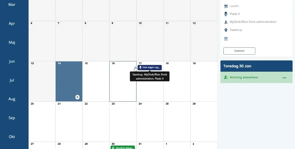 Booking of desk space