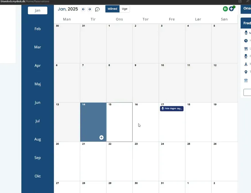 Select the correct date in MyDesk