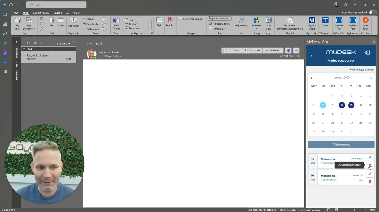 Slette en reservasjon i MyDesk