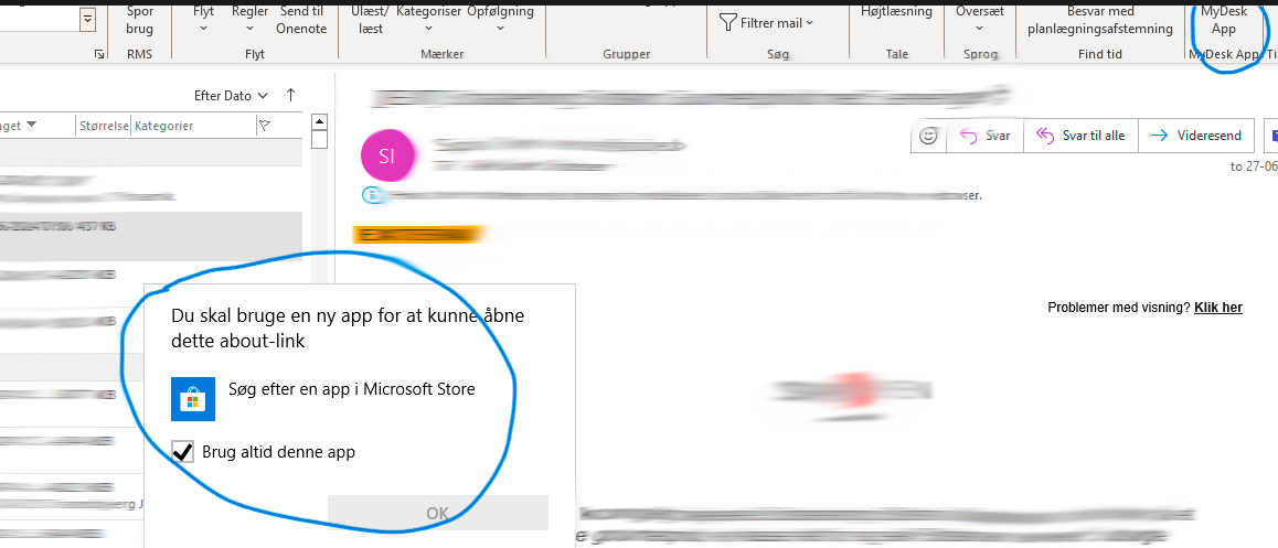 Sie benötigen eine neue App, um diesen About-Link öffnen zu können
