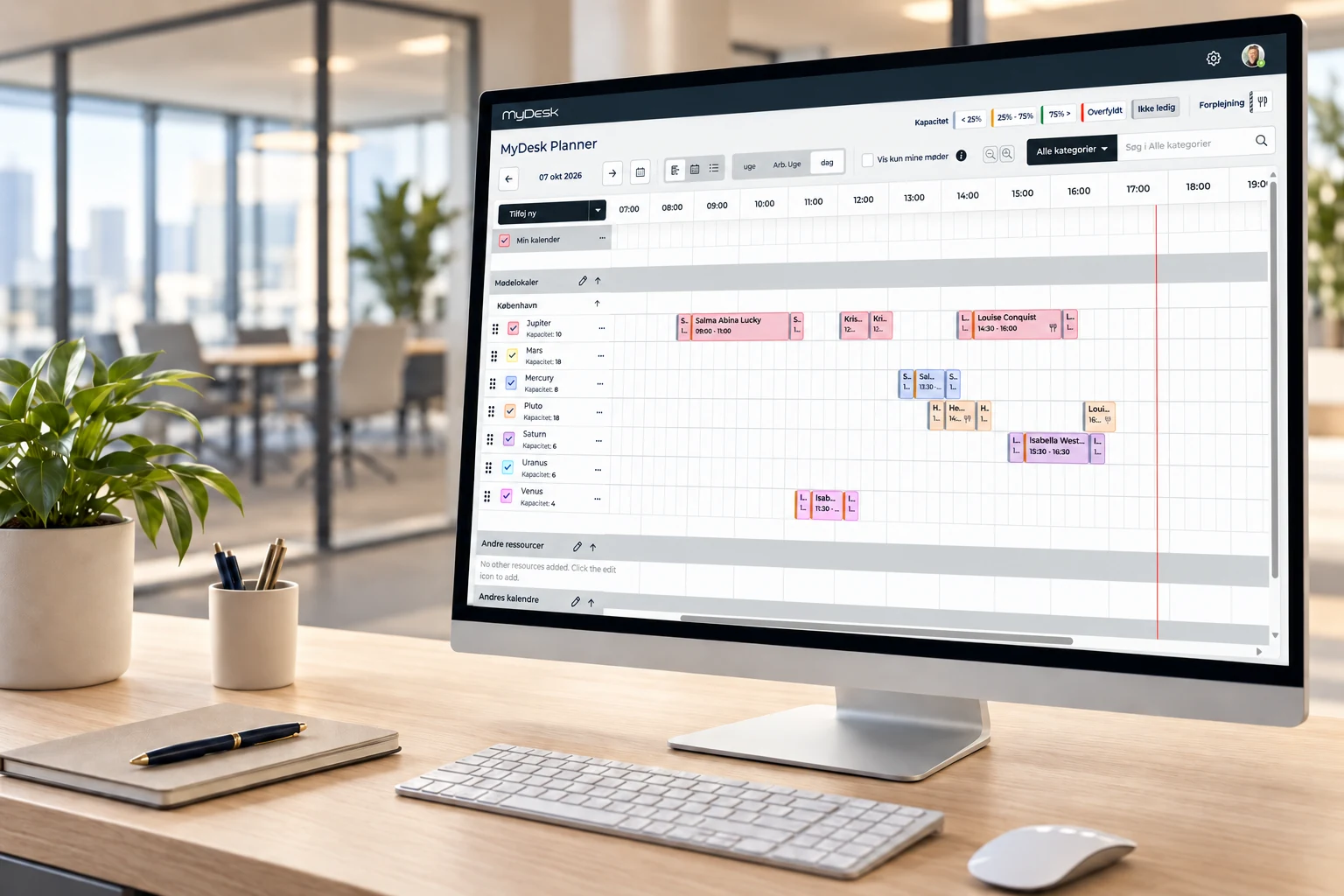 MyDesk Planner op een groot display