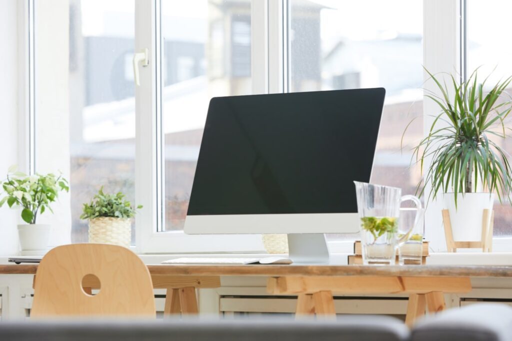 computer on the table at home office