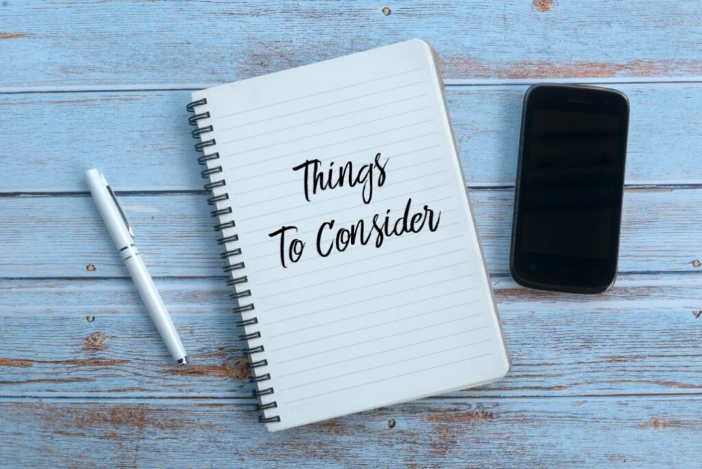 things to consider written on a pad of paper