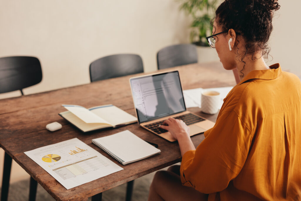 Woman working from home