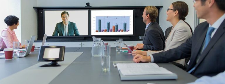 Online meeting in meeting room