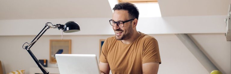 man working from home
