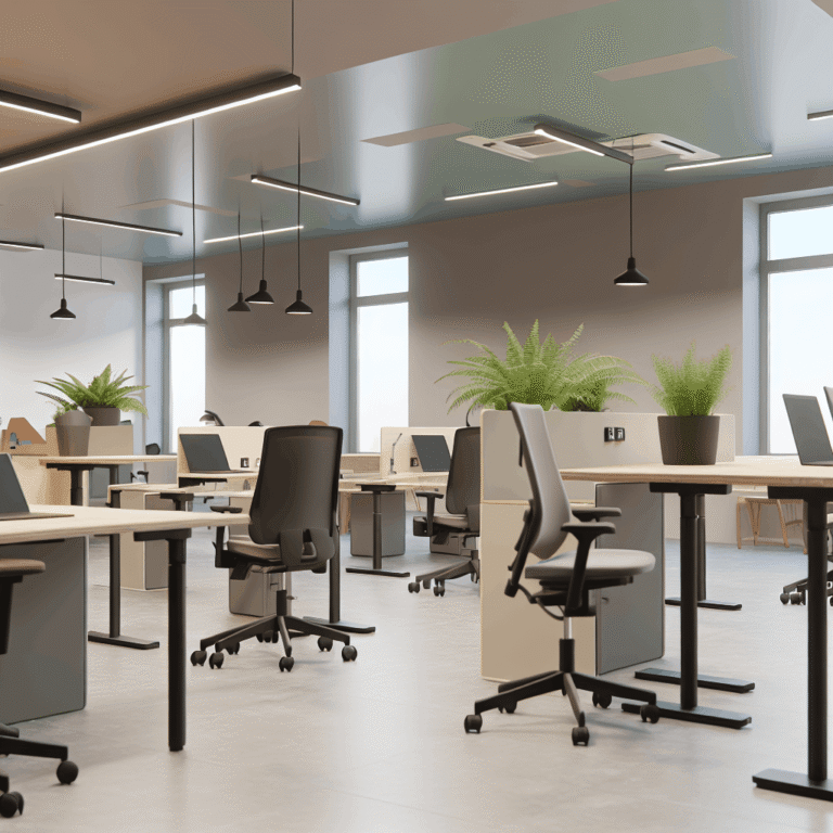kontor med fleksible arbejdspladser